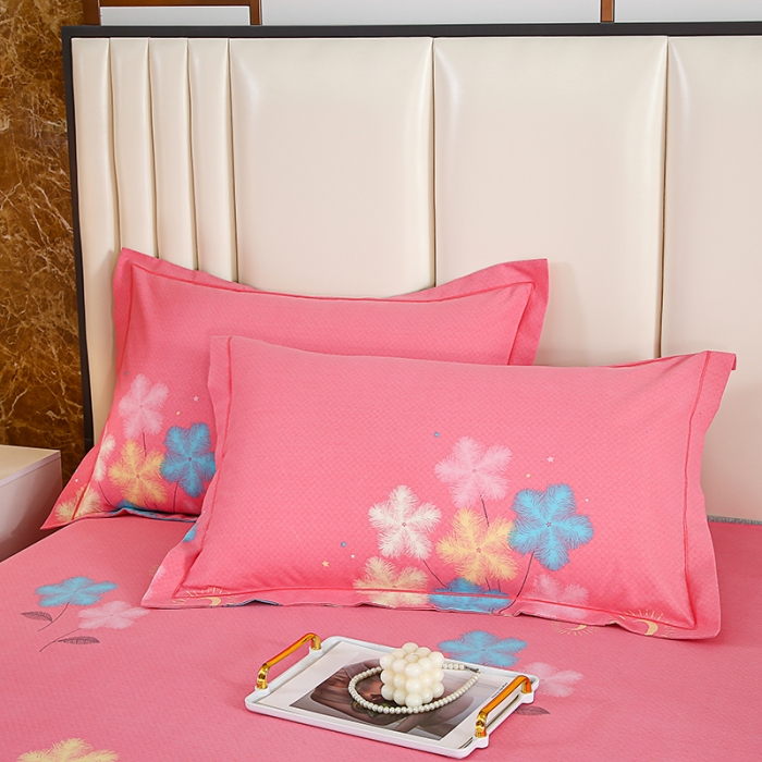 91家纺网 家纺一手货源 找家纺 畅畅 2024爆款全棉喷气活性印花磨毛四件套 YY情语叶-粉