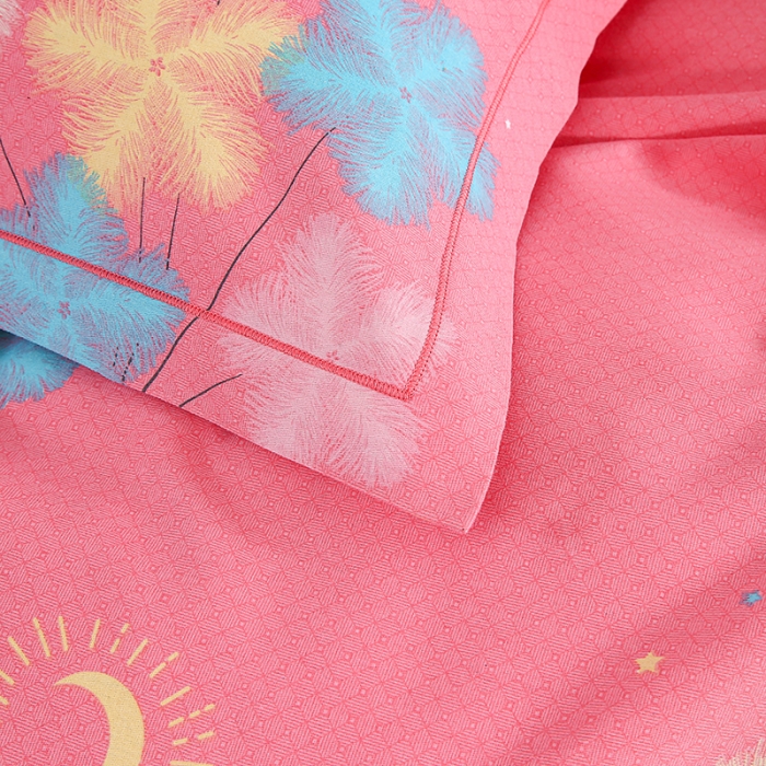 91家纺网 家纺一手货源 找家纺 畅畅 2024爆款全棉喷气活性印花磨毛四件套 YY情语叶-粉