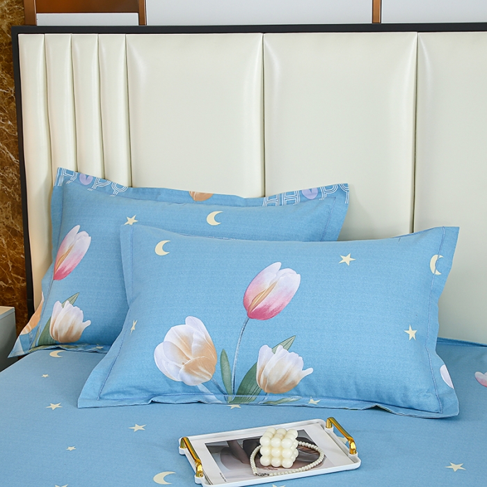 91家纺网 家纺一手货源 找家纺 畅畅 2024爆款全棉喷气活性印花磨毛四件套 郁金花香-蓝