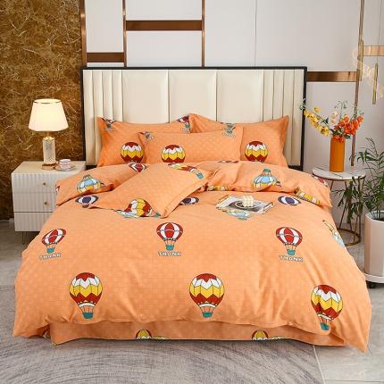 91家纺网 家纺一手货源 找家纺 畅畅 2024爆款全棉喷气活性印花磨毛四件套 HMJ热气球-桔