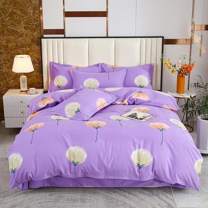 91家纺网 家纺一手货源 找家纺 畅畅 2024爆款全棉喷气活性印花磨毛四件套 花妍秀-紫