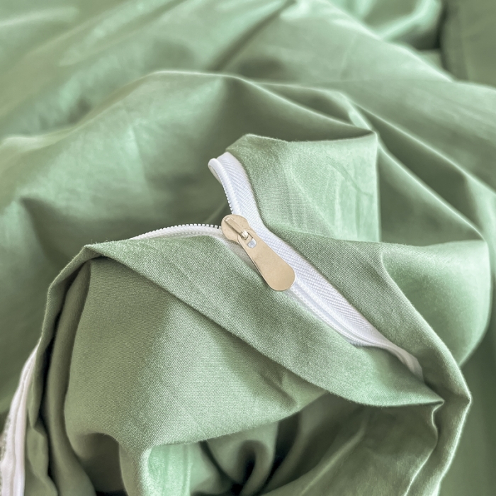 91家纺网 家纺一手货源 找家纺 蓝邻 2023新款学生季全棉色织水洗棉三件套四件套 时尚绿