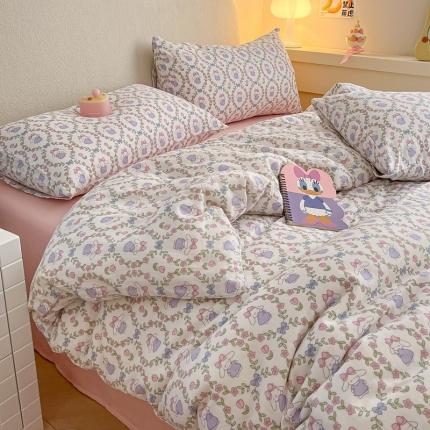 91家纺网 家纺一手货源 找家纺 （总）川悦生活 2023新款全棉双层纱印花四件套