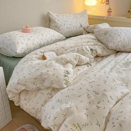 91家纺网 家纺一手货源 找家纺 （总）川悦生活 2023新款全棉双层纱印花四件套