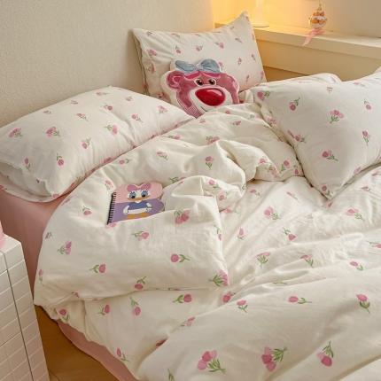 91家纺网 家纺一手货源 找家纺 （总）川悦生活 2023新款全棉双层纱印花四件套