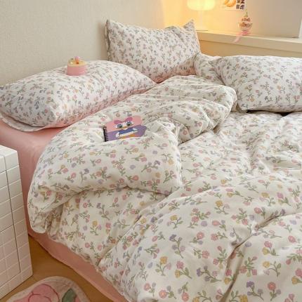 91家纺网 家纺一手货源 找家纺 川悦生活 2023新款全棉双层纱印花四件套 七彩愿望