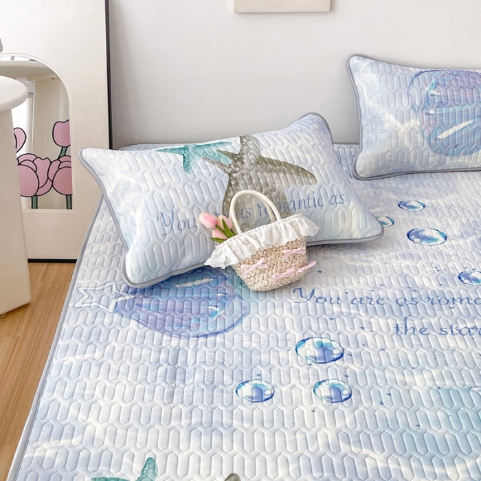 91家纺网 家纺一手货源 找家纺 顾里家纺 2023新款凉席豆豆夏被套件 海洋贝壳