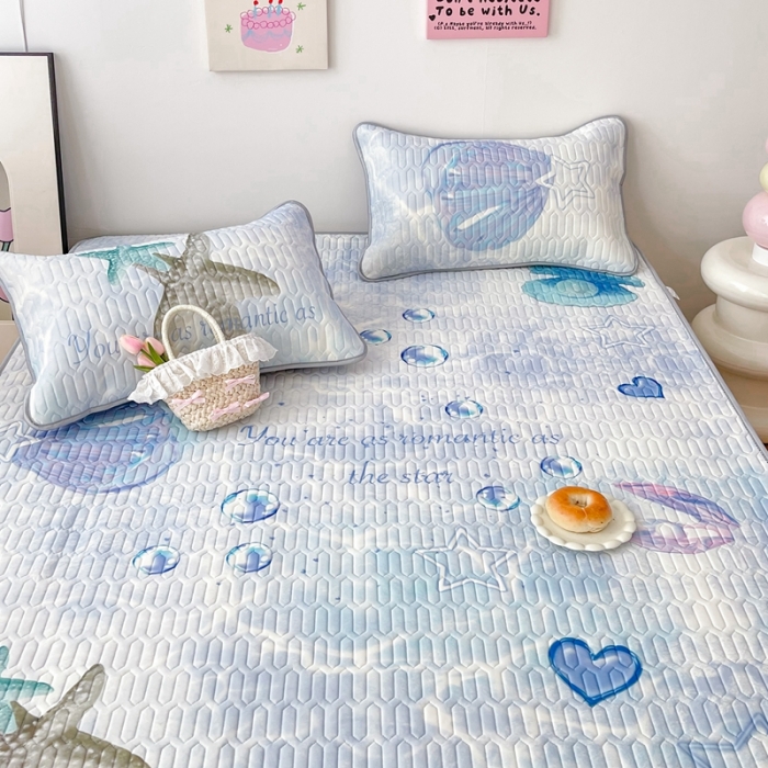 91家纺网 家纺一手货源 找家纺 顾里家纺 2023新款凉席豆豆夏被套件 海洋贝壳