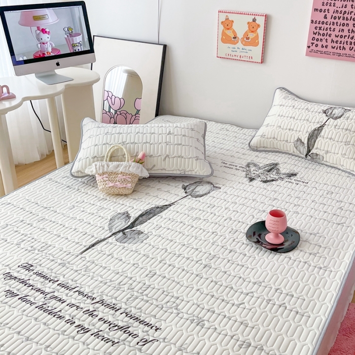 91家纺网 家纺一手货源 找家纺 顾里家纺 2023新款凉席豆豆夏被套件 素描花