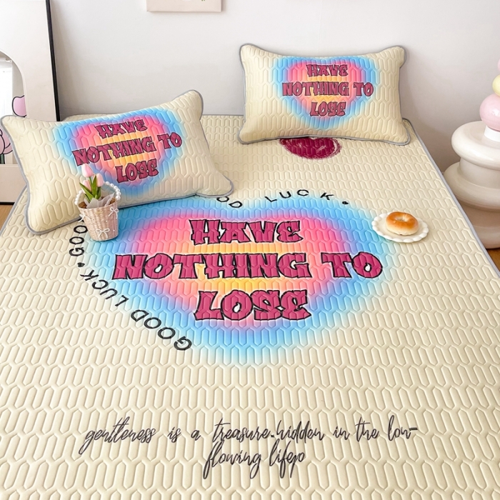 91家纺网 家纺一手货源 找家纺 顾里家纺 2023新款凉席豆豆夏被套件 甜酷爱心