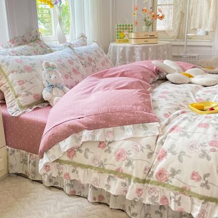 91家纺网 家纺一手货源 找家纺 艾唯希 2024新款法式花边全棉四件套 香榭微调