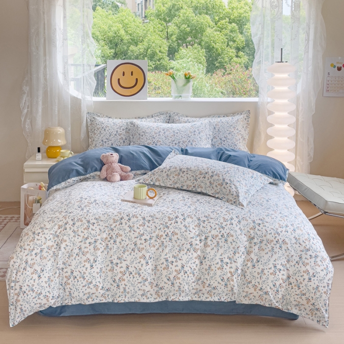 91家纺网 家纺一手货源 找家纺 布可家纺 2025新款水洗磨毛印花四件套（提供买家秀） 花开朵朵