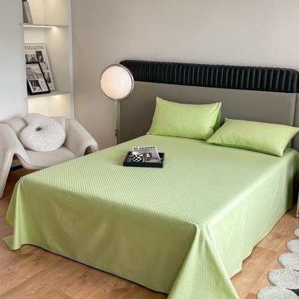 琪格格 2023新款60支长绒棉小方格提花单品床单和枕套 纯果绿