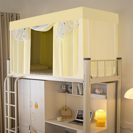 千逸虹 2024新款强遮光布料刺绣纱上下铺帐纱 黄色