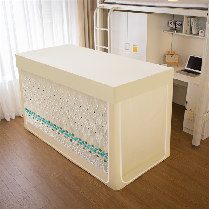 91家纺网 家纺一手货源 找家纺 千逸虹 2024新款强遮光布料刺绣纱上下铺帐纱 黄色