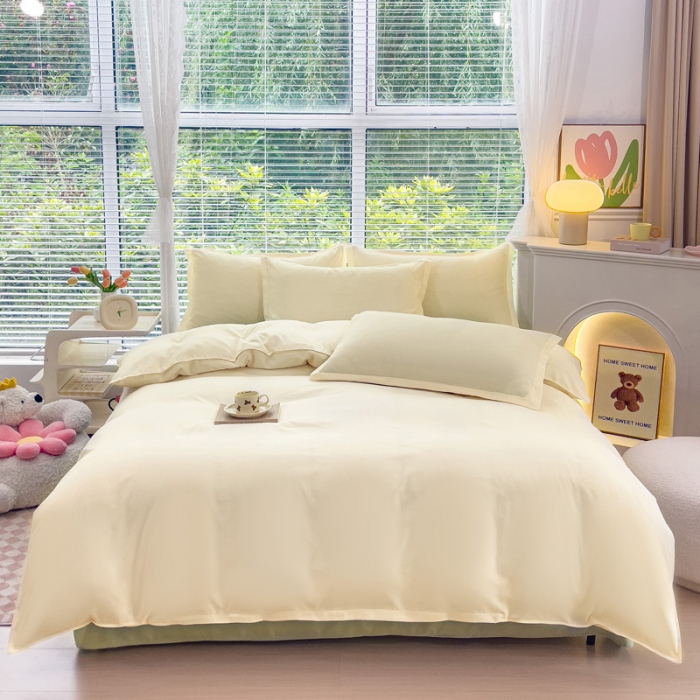 91家纺网 家纺一手货源 找家纺 布可家纺 2025新款水洗磨毛印花四件套（提供买家秀） 香草黄