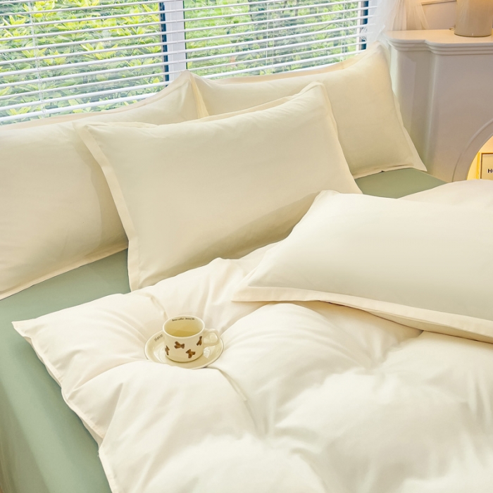 91家纺网 家纺一手货源 找家纺 布可家纺 2025新款水洗磨毛印花四件套（提供买家秀） 香草黄