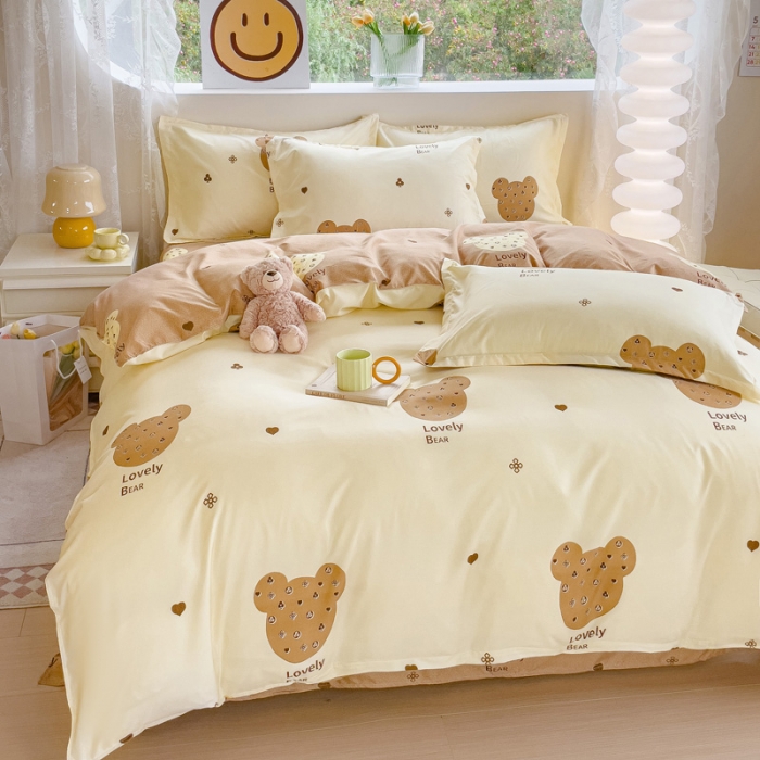 91家纺网 家纺一手货源 找家纺 布可家纺 2025新款水洗磨毛印花四件套（提供买家秀） 幸运日