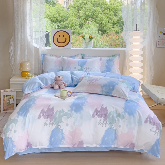 91家纺网 家纺一手货源 找家纺 布可家纺 2025新款水洗磨毛印花四件套（提供买家秀） 晕染马卡龙