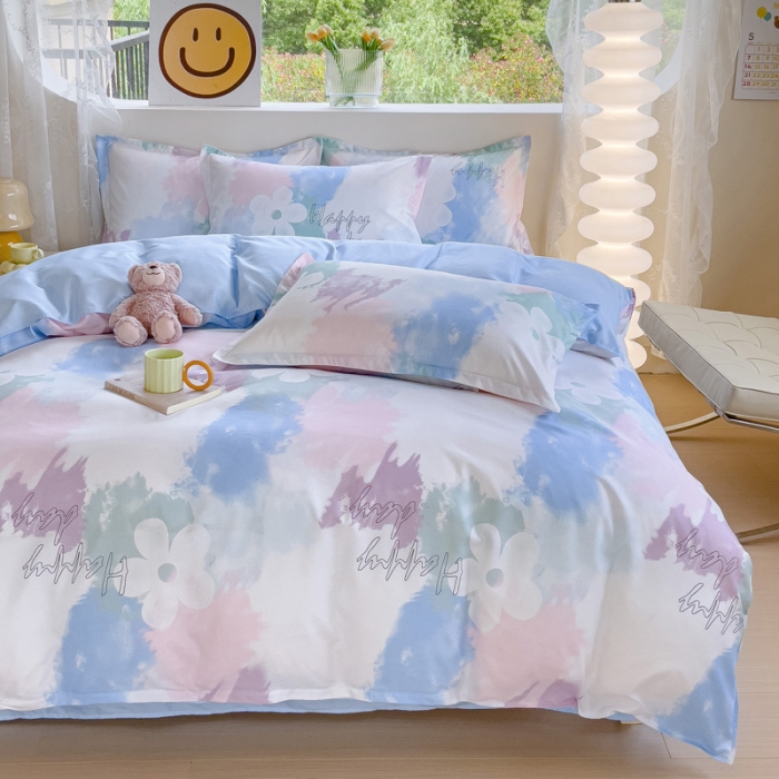 91家纺网 家纺一手货源 找家纺 布可家纺 2025新款水洗磨毛印花四件套（提供买家秀） 晕染马卡龙