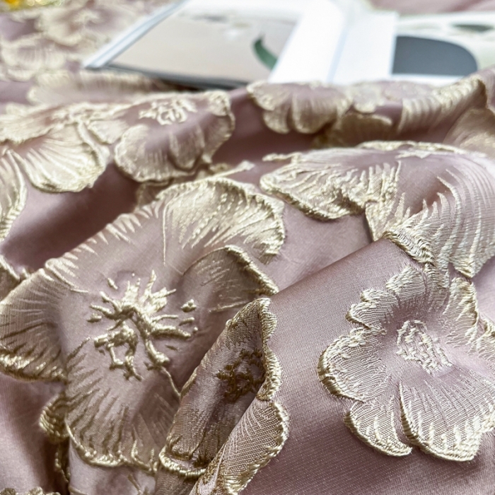 91家纺网 家纺一手货源 找家纺 布可家纺 2025新款轻奢精致浮雕刺绣提花四件套 玫瑰-胭脂粉