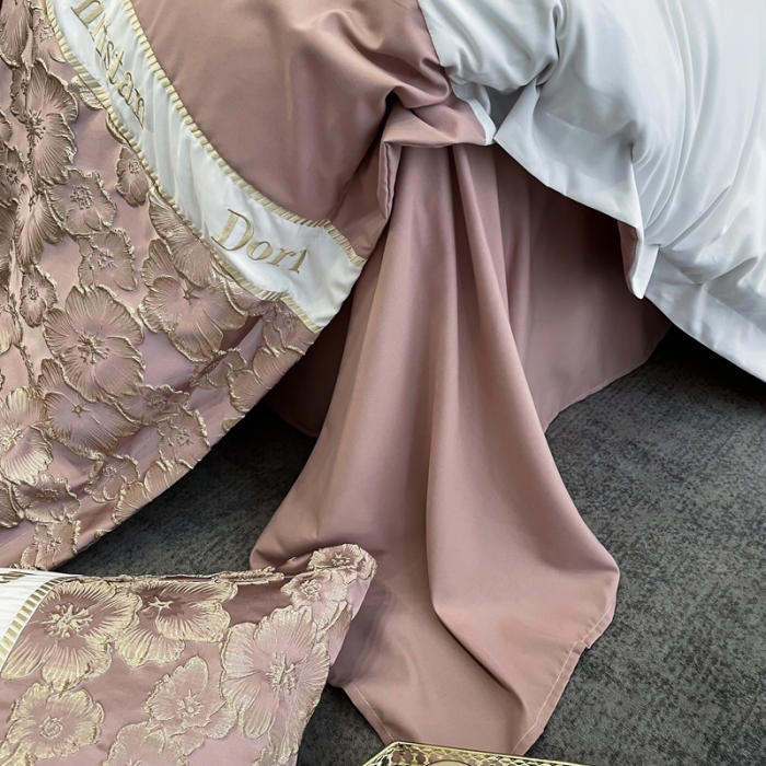 91家纺网 家纺一手货源 找家纺 布可家纺 2025新款轻奢精致浮雕刺绣提花四件套 玫瑰-胭脂粉