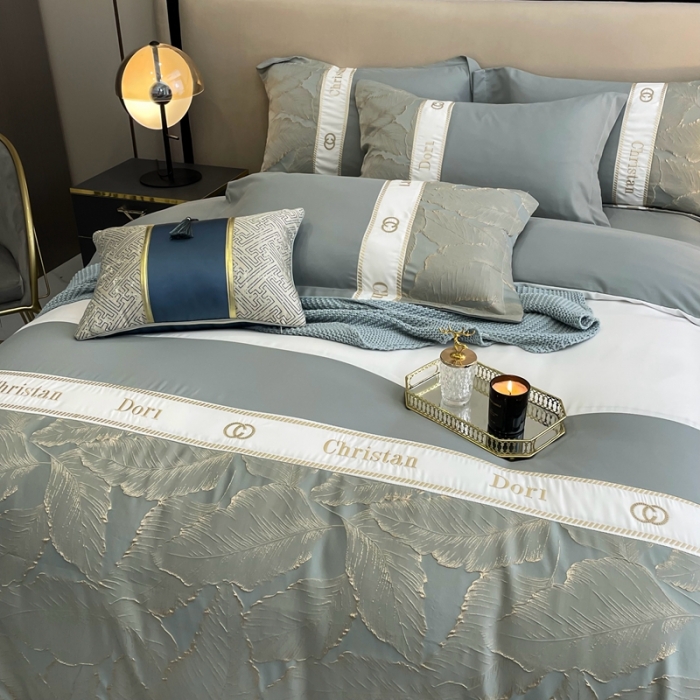 91家纺网 家纺一手货源 找家纺 布可家纺 2025新款轻奢精致浮雕刺绣提花四件套 茱丽叶-蓝