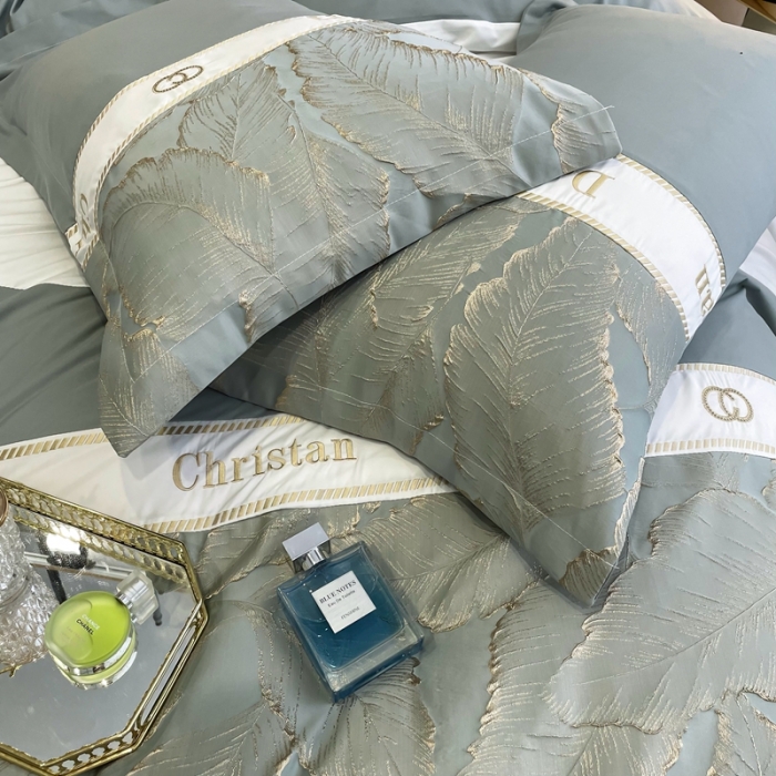 91家纺网 家纺一手货源 找家纺 布可家纺 2025新款轻奢精致浮雕刺绣提花四件套 茱丽叶-蓝