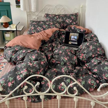 91家纺网 家纺一手货源 找家纺 （总）希文 2023新款40s全棉印花色织水洗棉混搭麻绳款四件套