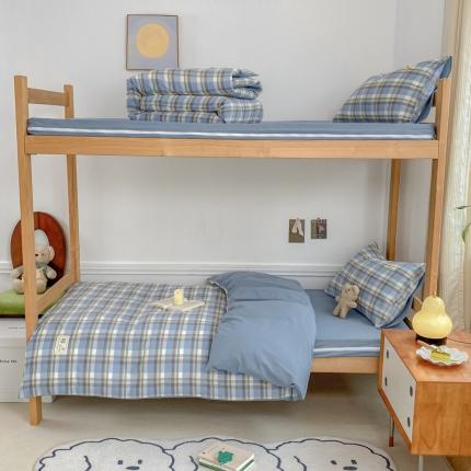 91家纺网 家纺一手货源 找家纺 2023新款纯棉水洗棉床垫套大学生三件套被套床单床笠款全棉四件套