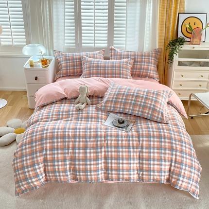 好亿来家纺 2025新款无印风植物羊绒加厚斜纹磨毛单被套 星空-桔