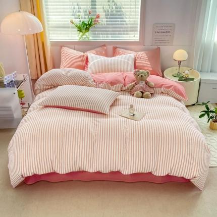 91家纺网 家纺一手货源 找家纺 2023新款纯棉色织锦瑟提花提花水洗棉床上四件套纯棉全棉被套床单床笠款