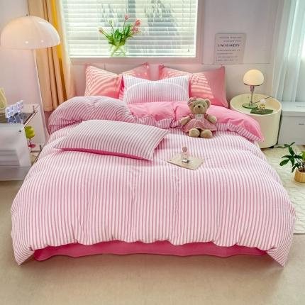 91家纺网 家纺一手货源 找家纺 2023新款纯棉色织锦瑟提花提花水洗棉床上四件套纯棉全棉被套床单床笠款