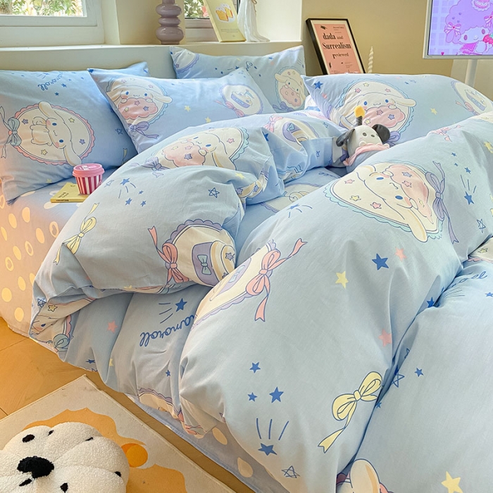 91家纺网 家纺一手货源 找家纺 金爱家 2023新款三丽鸥正版授权纯棉印花系列四件套 玉桂狗