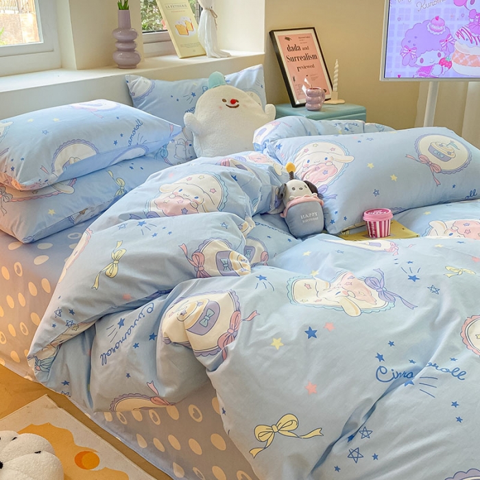 91家纺网 家纺一手货源 找家纺 金爱家 2023新款三丽鸥正版授权纯棉印花系列四件套 玉桂狗