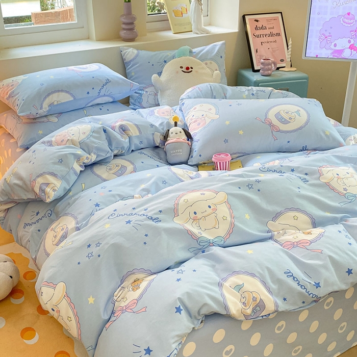 91家纺网 家纺一手货源 找家纺 金爱家 2023新款三丽鸥正版授权纯棉印花系列四件套 玉桂狗