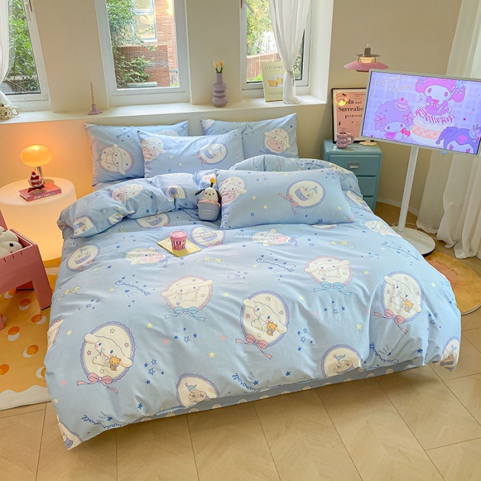 91家纺网 家纺一手货源 找家纺 金爱家 2023新款三丽鸥正版授权纯棉印花系列四件套 玉桂狗