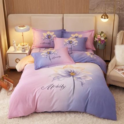 91家纺网 家纺一手货源 找家纺 格里芬家纺 2023新款全棉大版磨毛纯棉生态磨毛四件套 玻琉-紫