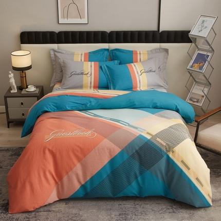 91家纺网 家纺一手货源 找家纺 格里芬家纺 2023新款全棉大版磨毛纯棉生态磨毛四件套 七色谨