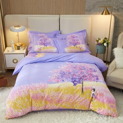 91家纺网 家纺一手货源 找家纺 格里芬家纺 2023新款全棉大版磨毛纯棉生态磨毛四件套 许愿精灵