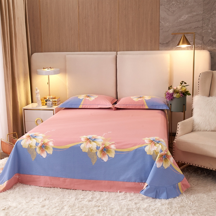 91家纺网 家纺一手货源 找家纺 格里芬家纺 2023新款全棉大版磨毛纯棉生态磨毛四件套 贝瑶-粉