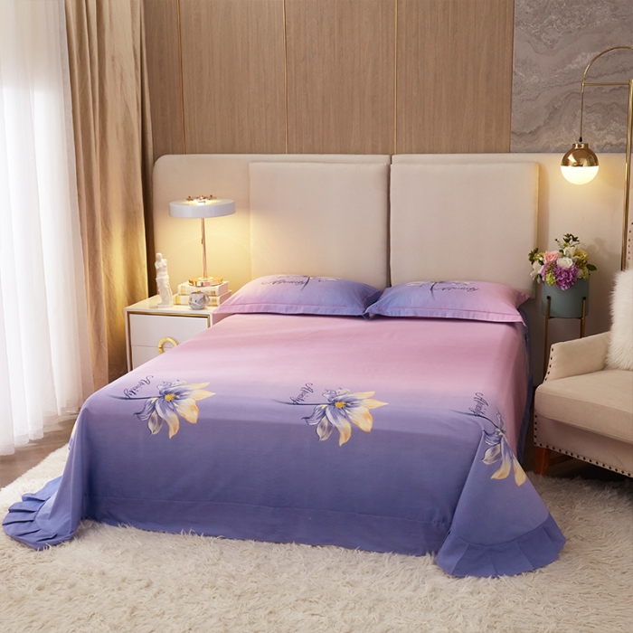 91家纺网 家纺一手货源 找家纺 格里芬家纺 2023新款全棉大版磨毛纯棉生态磨毛四件套 玻琉-紫