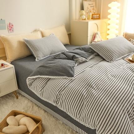 91家纺网 家纺一手货源 找家纺 安莱 2023新款 锦瑟色织提花四件套 锦瑟 深灰