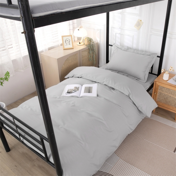 91家纺网 家纺一手货源 找家纺 凌云 2025新款全棉学生宿舍三件套六件套 简约灰