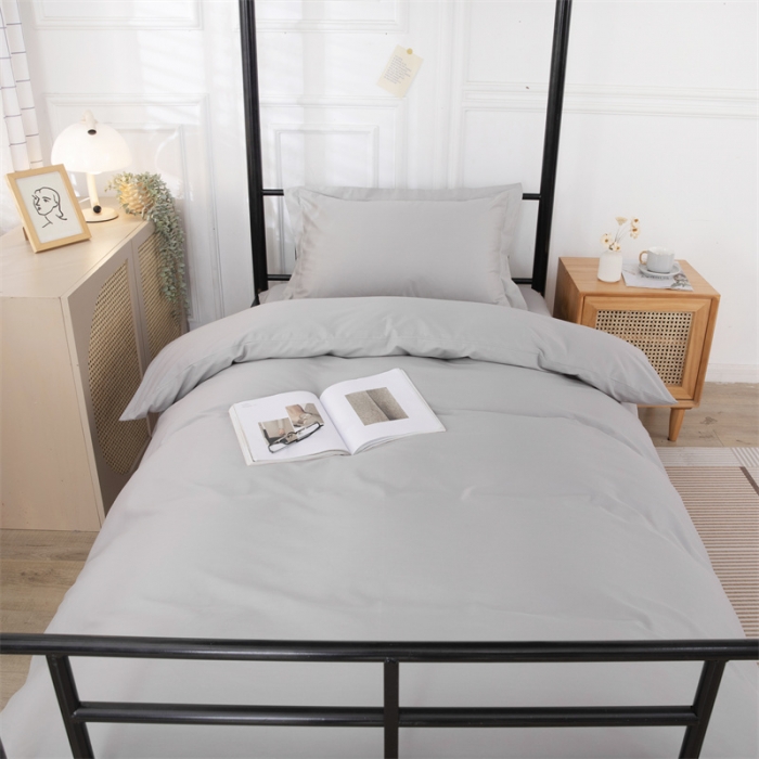 91家纺网 家纺一手货源 找家纺 凌云 2025新款全棉学生宿舍三件套六件套 简约灰