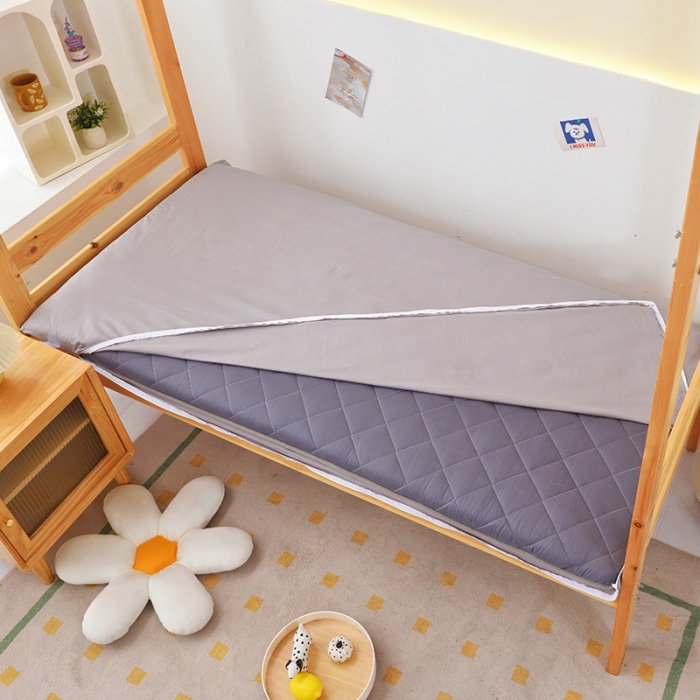 91家纺网 家纺一手货源 找家纺 凌云 2025新款全棉学生宿舍三件套六件套 简约灰