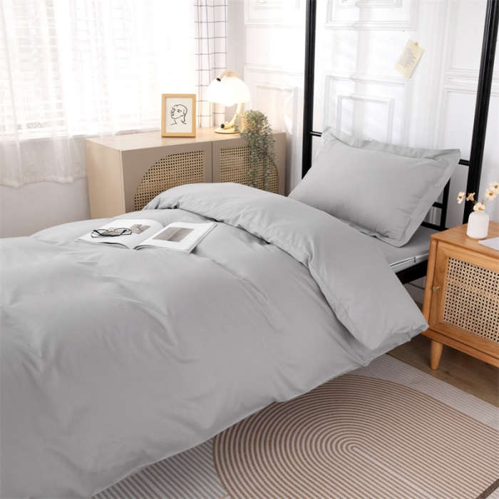 91家纺网 家纺一手货源 找家纺 凌云 2025新款全棉学生宿舍三件套六件套 简约灰