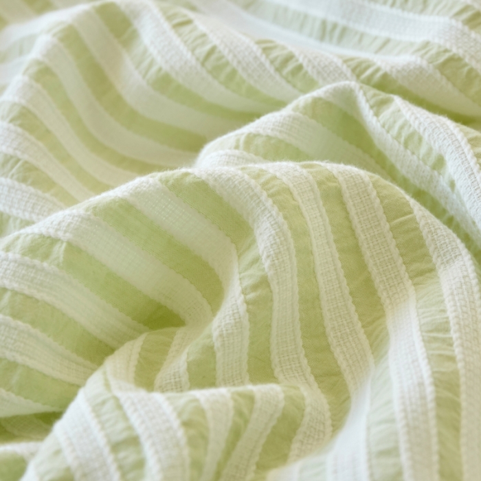 91家纺网 家纺一手货源 找家纺 安莱 2023新款韩式小清新色织水洗棉提花花边四件套 锦瑟 绿