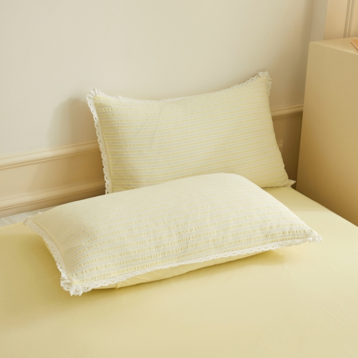 91家纺网 家纺一手货源 找家纺 安莱 2023新款 锦瑟色织提花四件套 锦瑟 黄