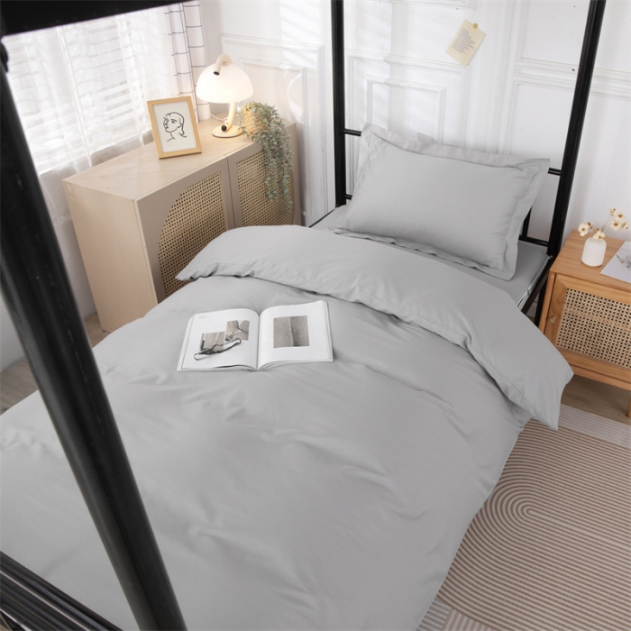 91家纺网 家纺一手货源 找家纺 凌云 2025新款全棉学生宿舍三件套六件套 简约灰